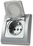 ChiliTec DELPHI Steckdose IP44 Deckel 250V 16A UP Silber