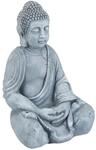 Relaxdays Buddha Figur Polyresin Hellgrau Wetterfest Frostsicher 50 cm x 30 cm x 25