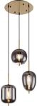 Globo Pendelleuchte Blacky I 3-flammig Messingfarben matt Rauchfarben