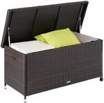 Tectake Auflagenbox Kiruna 270 L Mit Rattangeflecht 2 Griffschlaufen und 2 Rollen 