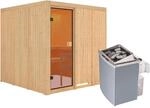 Karibu Sauna Oulu inkl. 9 kW Ofen mit integr. Strg., Glast&uuml;r Bronziert