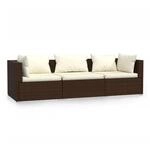 vidaXL 3-Sitzer-Sofa mit Kissen Braun Poly Rattan Modell 1