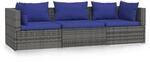 vidaXL 3-Sitzer-Sofa mit Kissen Grau Poly Rattan Modell 3