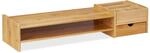 Relaxdays Monitorst&auml;nder Bambus Natur Ergonomisch mit Stauraum 13 cm x 70 cm x 19 cm