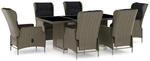 vidaXL 7-Tlg Garten-Essgruppe mit Auflagen Poly Rattan Braun 3060144