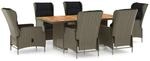 vidaXL 7-Tlg Garten-Essgruppe mit Auflagen Poly Rattan Braun 3060145