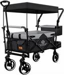 KESSER Bollerwagen GTS-9100 Faltbar mit Dach Belastbar Bis 150 kg Schwarz Grau