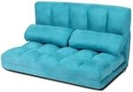 Costway 3 In1 Bodensofa Klappbar 6-Stufig R&uuml;ckenlehne Blau