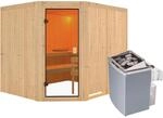 Karibu Sauna Horna inkl. 9 kW Ofen mit integr. Strg., Glast&uuml;r Bronziert