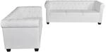 vidaXL Chesterfield-Sofas 2-Sitzer und 3-Sitzer Kunstleder Wei&szlig;