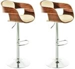CLP 2er Set Barhocker Kingston Kunstleder Walnuss/Creme