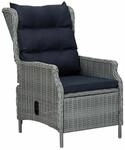 vidaXL Verstellbarer Gartensessel mit Auflagen Poly Rattan Hellgrau 313301