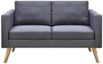 vidaXL Sofa 2-Sitzer Stoff Dunkelgrau
