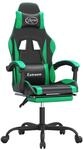 vidaXL Gaming-Stuhl mit Fu&szlig;st&uuml;tze Schwarz und Gr&uuml;n Kunstleder 3143881