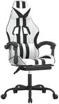 vidaXL Gaming-Stuhl mit Fu&szlig;st&uuml;tze Drehbar Wei&szlig; & Schwarz Kunstleder Modell 3