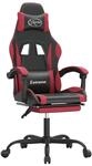 vidaXL Gaming-Stuhl mit Fu&szlig;st&uuml;tze Drehbar Schwarz & Weinrot Kunstleder 349586