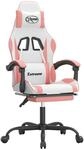 vidaXL Gaming-Stuhl mit Fu&szlig;st&uuml;tze Wei&szlig; und Rosa Kunstleder 3143887