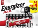 Energizer Alkaline Batterien Mignon AA 12 + 4 St&uuml;ck