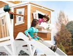 Axi Max Spielhaus Braun - Wei&szlig; mit Wei&szlig;er Rutsche 193 x 432 x 288 cm