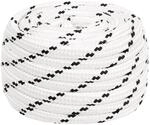 vidaXL Bootsseil Geflochten Wei&szlig; 16 mmx50 m Polyester 152784