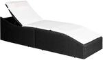 vidaXL Sonnenliege mit Polsterauflage Poly Rattan Schwarz