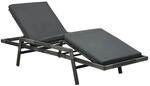 vidaXL Sonnenliege mit Auflage Poly Rattan Grau