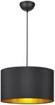 Trio Pendelleuchte Hostel Schwarz Matt Gold 40 cm Stoffschirm