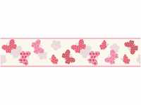 Bricoflor Tapeten Bordüre mit Schmetterling Pinke Tapete für Mädchenzimmer Rosa