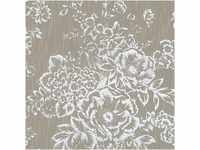 Bricoflor Tapete Metallic Effekt Silber Vlies Textiltapete mit Blumen Elegant für