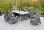 Merxx Bologna Gartenm&ouml;bel-Set 6 Sessel inkl. Auflagen Tischplatte in Steinoptik