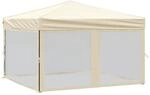 vidaXL Partyzelt Faltbar mit Seitenw&auml;nden Creme 3x3 m