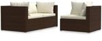vidaXL 3-Tlg Garten-Lounge-Set mit Auflagen Braun Poly Rattan 317505
