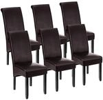 Tectake Esszimmerstuhl Gepolstert Mit Kunstlederbezug Hohe R&uuml;ckenlehne 6Er Set 45 x