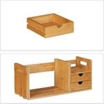 Relaxdays Schreibtisch Organizer Bambus Natur Ausziehbar 21 cm x 51 bis 80,5 cm x 19