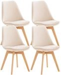 CLP 4er Set Esszimmerstuhl Linares beige/Samt