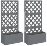 vidaXL Blumenk&auml;sten mit Rankgittern 2 Stk Grau 65x33x135 cm WPC 1581335