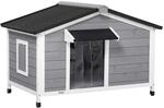 PawHut Hundeh&uuml;tte aus Holz mit zu &Ouml;ffnendem Asphaltdach Grau 109 x 79 x 72 cm