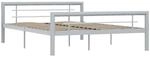 vidaXL Bettgestell Grau und Wei&szlig; Metall 160 x 200 cm618329