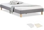 Homestyle4u Polsterbett mit Matratze 140x200 Grau