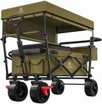 KESSER Bollerwagen GT9000 Faltbar mit Dach Belastbar Bis 150 kg Khaki