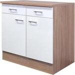 Flex-Well Classic K&uuml;chen-Unterschrank Florida 80 cm Wei&szlig;-Sonoma Eiche