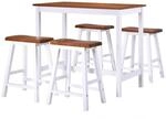 vidaXL Bartisch- und Hocker-Set 5-tlg. Massivholz
