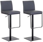CLP 2er Set Barhocker Panama Kunstlederbezug Grau/Schwarz