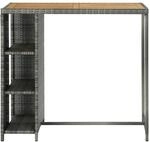 vidaXL Bartisch mit Regal Grau 120x60x110 cm Poly Rattan