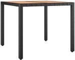 vidaXL Gartentisch mit Holzplatte Schwarz Poly Rattan & Akazienholz 319548