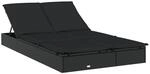 vidaXL Sonnenliege f&uuml;r 2 Personen mit Auflage Schwarz Poly Rattan 319647
