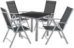 Juskys Aluminium Gartengarnitur Milano 5 Teilig mit Tisch und 4 St&uuml;hlen Silbergrau