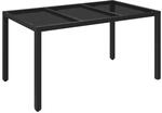 vidaXL Gartentisch mit Glasplatte Schwarz 150x90x75 cm Poly Rattan 319899