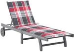 vidaXL Sonnenliege mit Auflage Grau 200 x 59/63 x 30/62/76/85 cm Akazie Massivholz