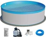 Waterman Stahlwandpool Set 6 teilig Rund 300 x 90 cm Stahl 0,3 mm Wei&szlig; Folie...